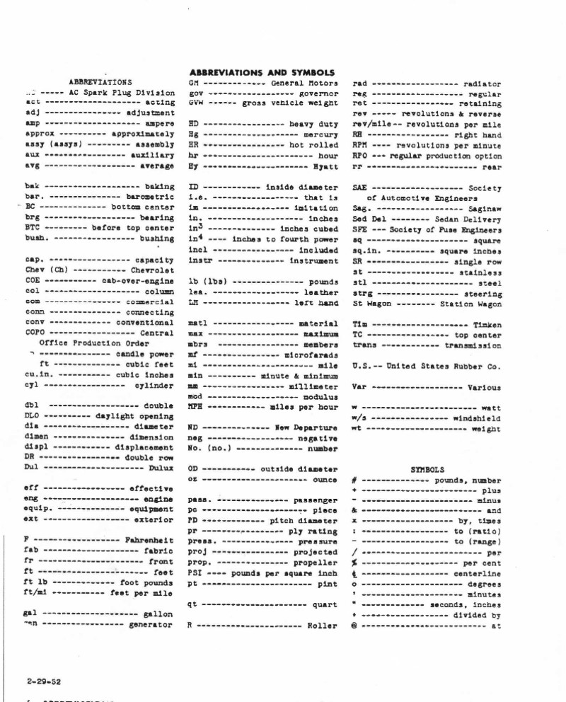 1952 Chevrolet Specifications Page 28